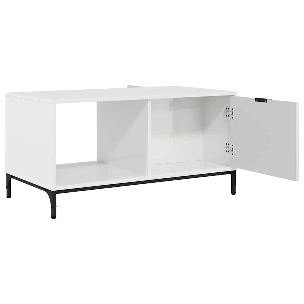 Kaffebord Høyglanset hvit 90 x 49 x 46 cm Konstruert tre