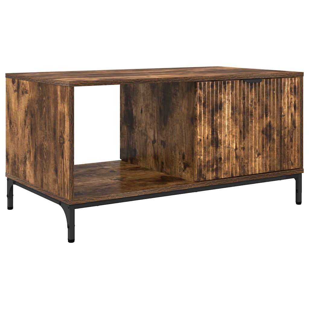 Kaffebord med skuff Røkt eik 90 x 49 x 46 cm Konstruert tre