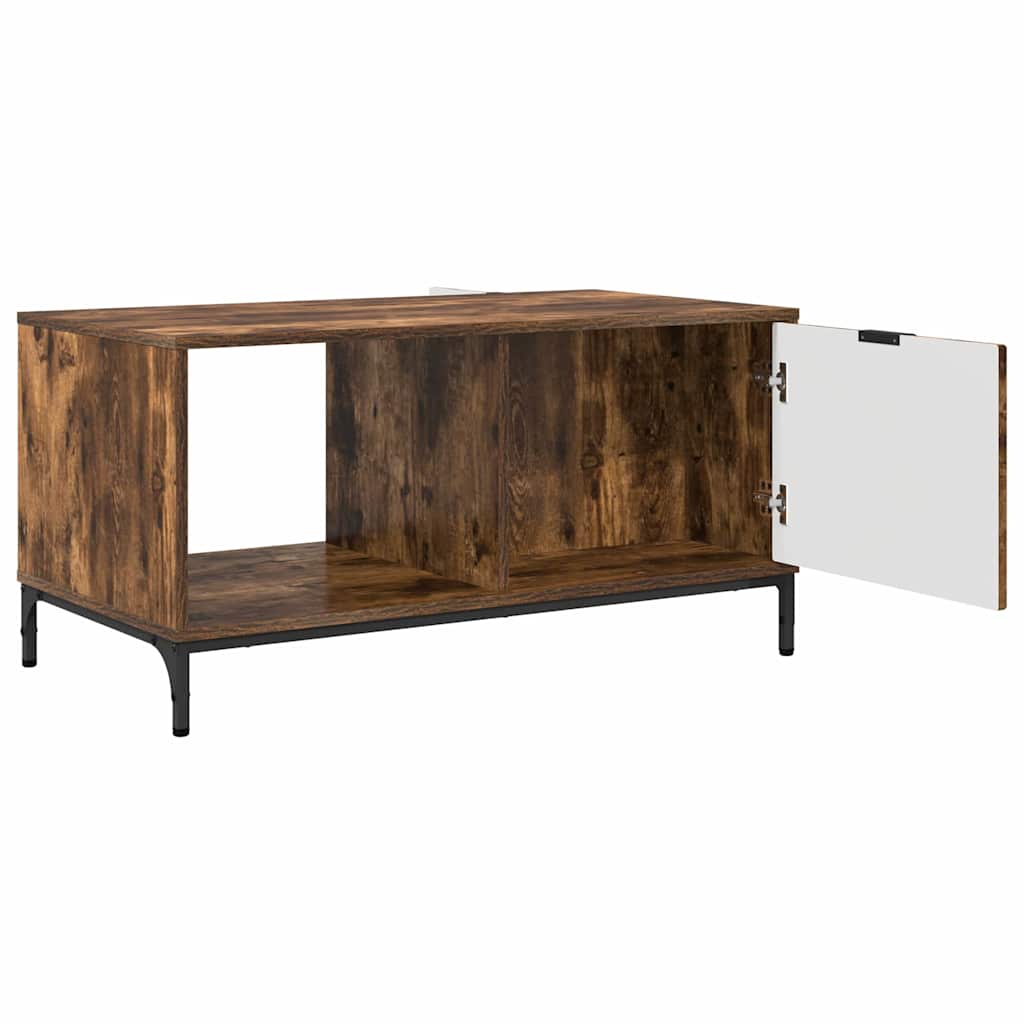 Kaffebord med skuff Røkt eik 90 x 49 x 46 cm Konstruert tre