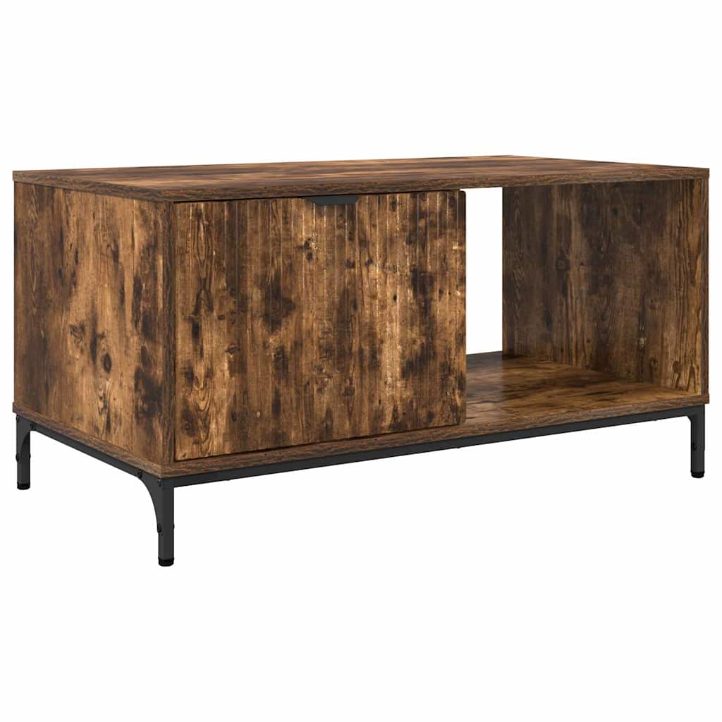 Kaffebord med skuff Røkt eik 90 x 49 x 46 cm Konstruert tre