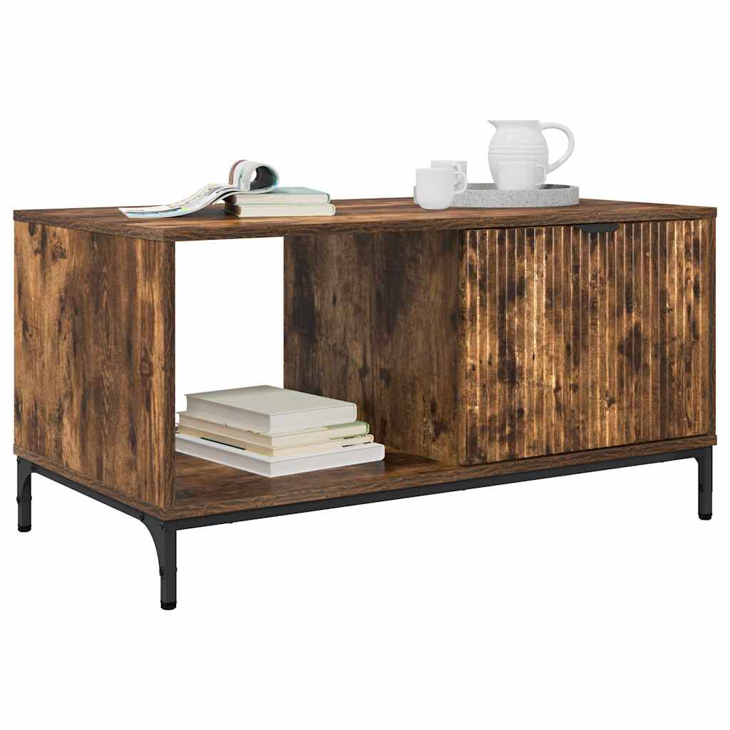 Kaffebord med skuff Røkt eik 90 x 49 x 46 cm Konstruert tre