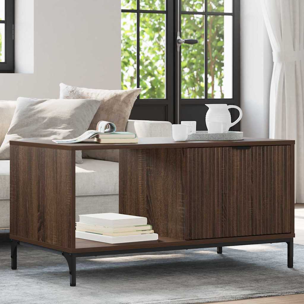Kaffebord med skuff Brun Eik 90 x 49 x 46 cm Konstruert tre