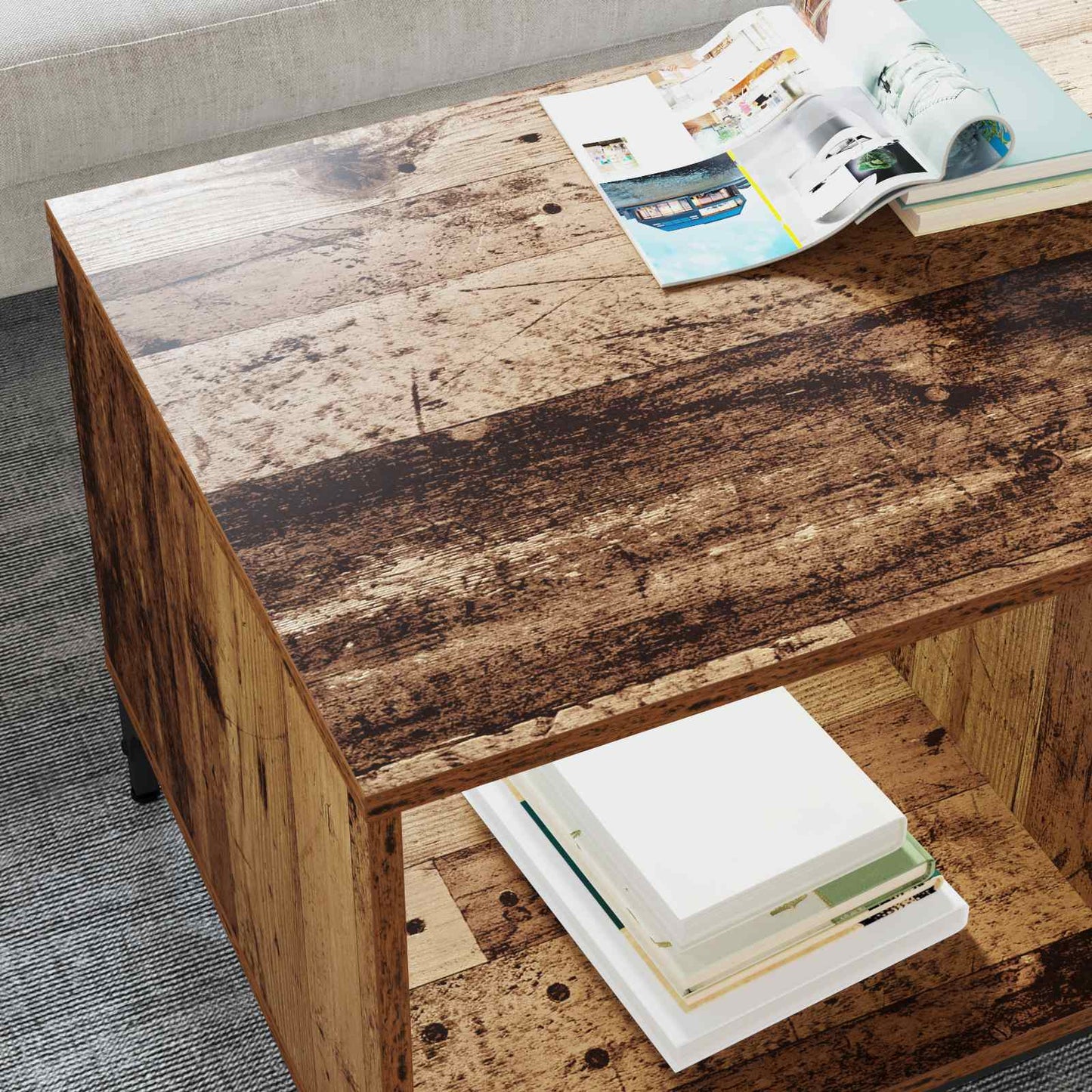 Kaffebord med skuff Gammelt tre 90 x 49 x 46 cm Konstruert tre