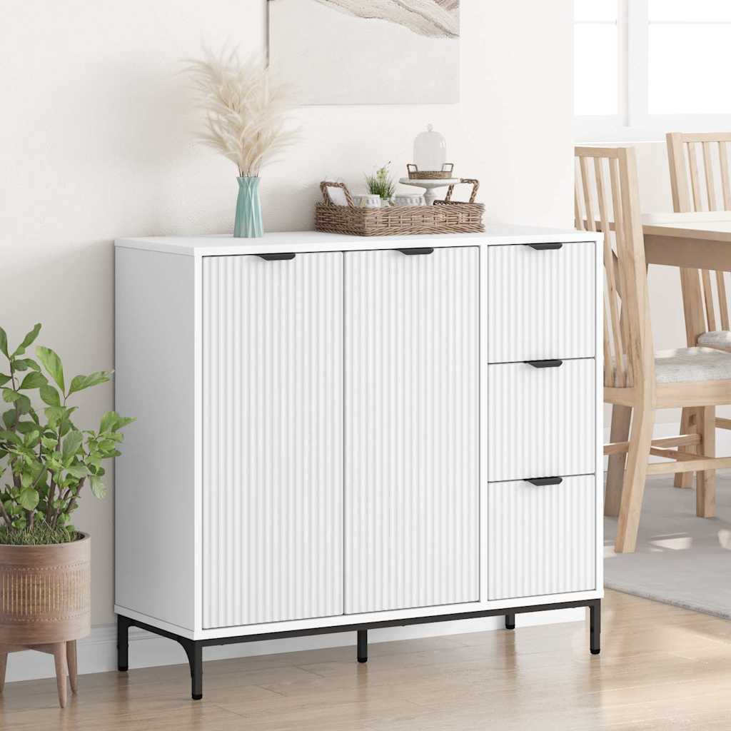 Serviesskap med skuff Hvit 89,5 x 33 x 82 cm Konstruert tre