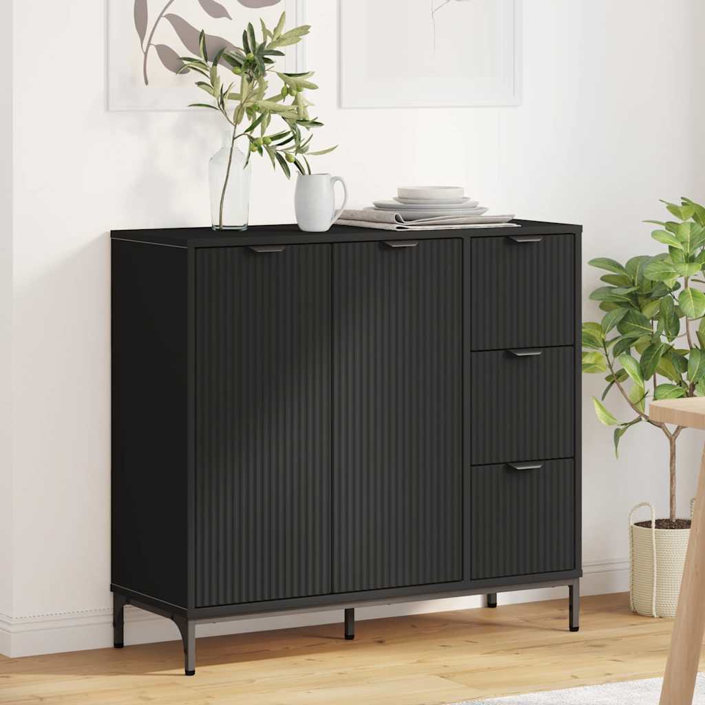 Serviesskap med skuff Svart 89,5 x 33 x 82 cm Konstruert tre