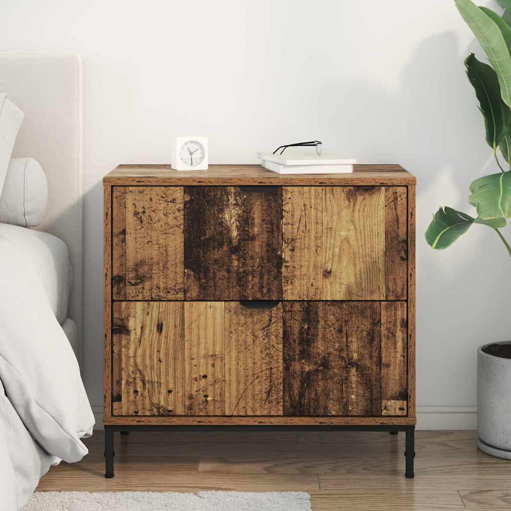 Nattbord med skuff Gammelt tre 63,5 x 36 x 61 cm Konstruert tre