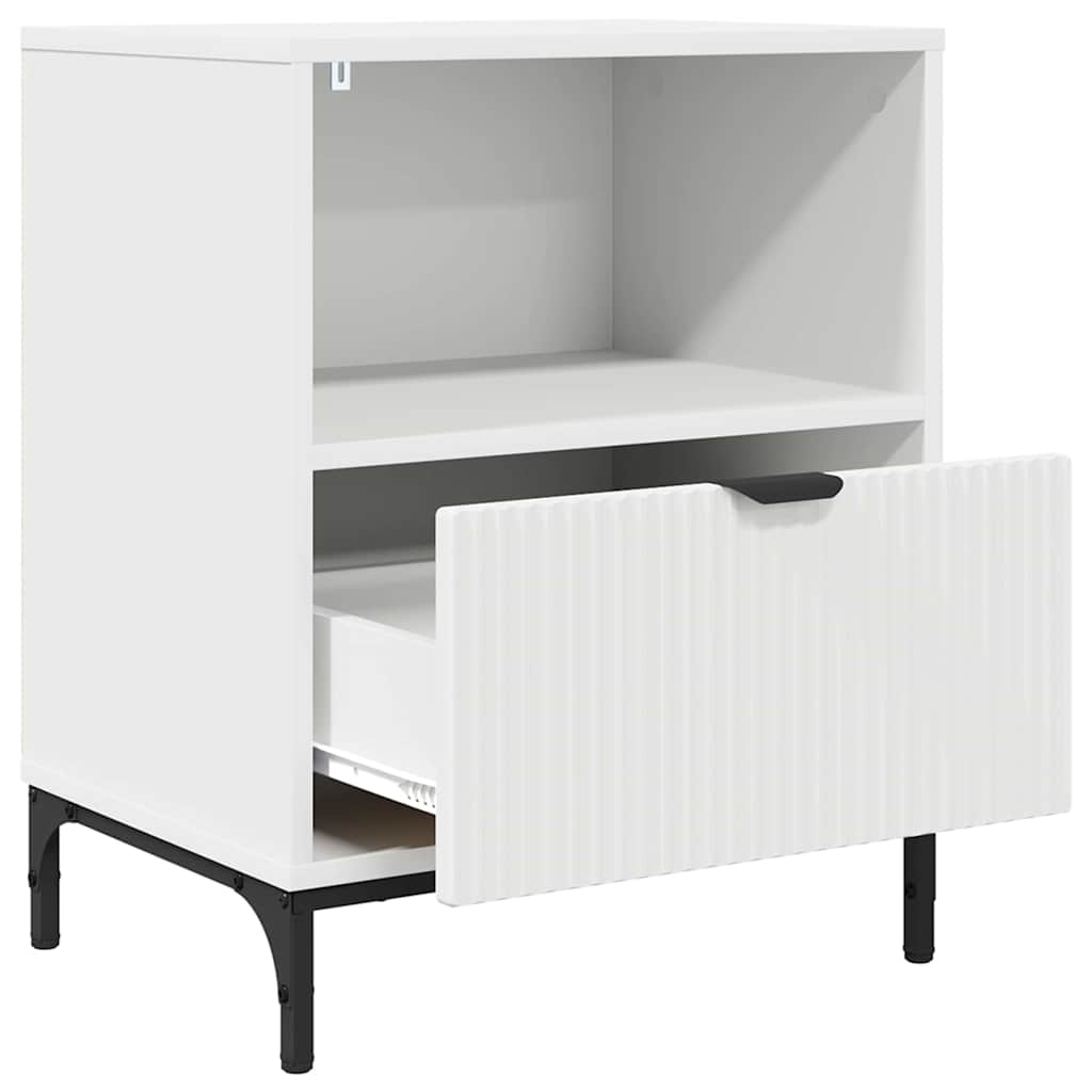 Nattbordskap med skuff Hvit 49 x 36 x 61 cm Konstruert tre