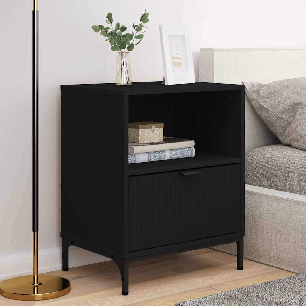 Nattbordskap 2 pcs Svart 49 x 36 x 61 cm Konstruert tre
