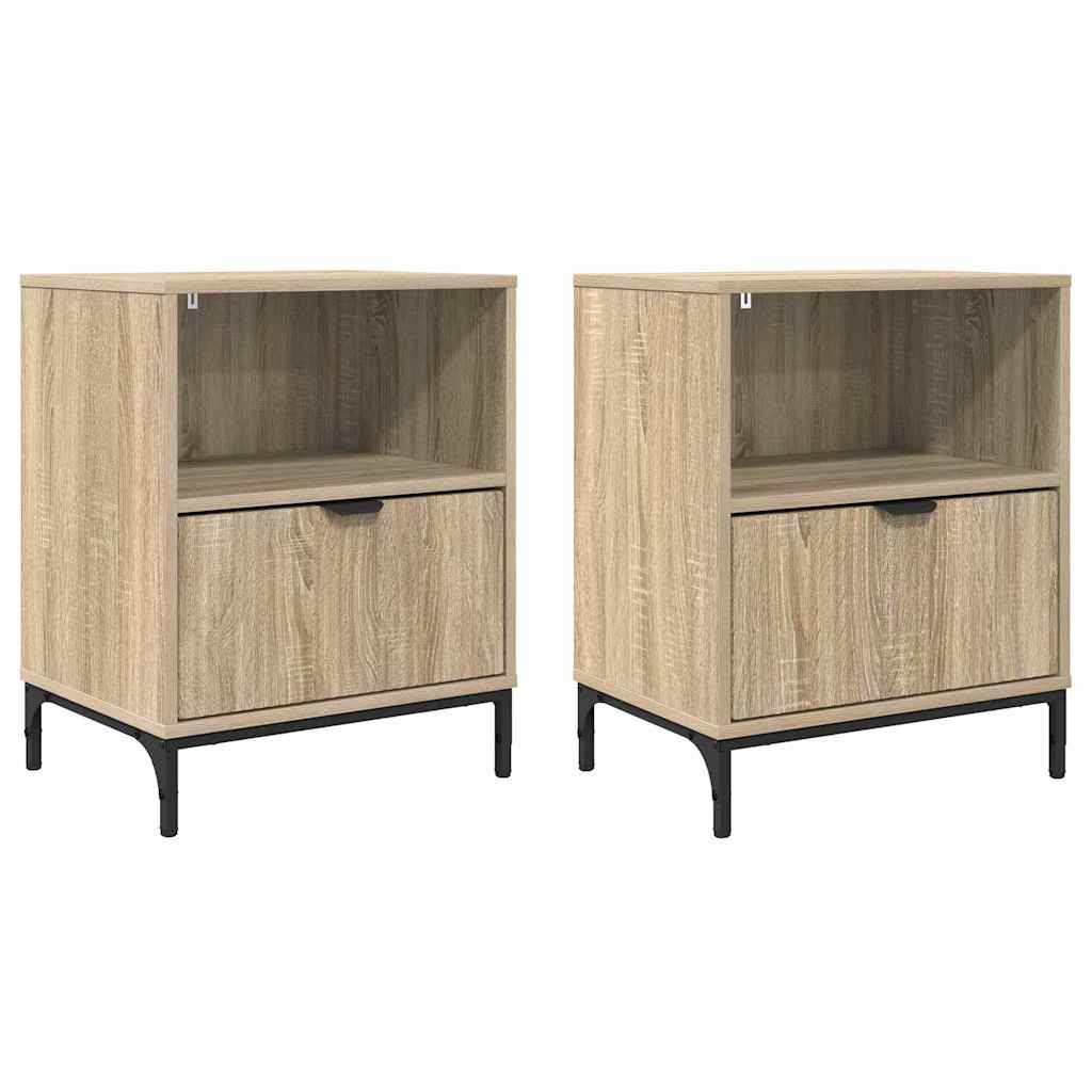 Nattbordskap 2 pcs Sonoma eik 49 x 36 x 61 cm Konstruert tre