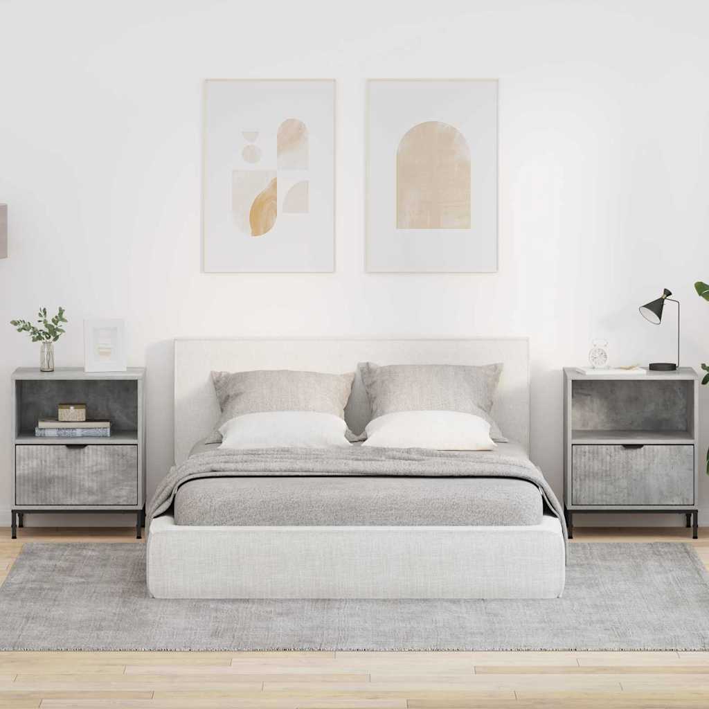 Nattbordskap 2 pcs Betonggrå 49 x 36 x 61 cm Konstruert tre