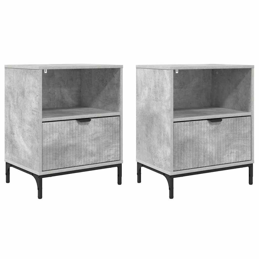 Nattbordskap 2 pcs Betonggrå 49 x 36 x 61 cm Konstruert tre