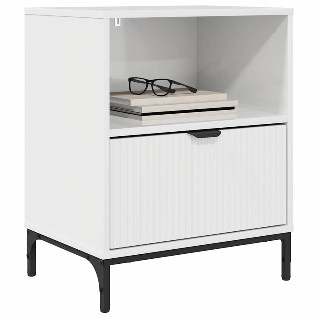Nattbordskap Høyglans hvit 49 x 36 x 61 cm Konstruert tre