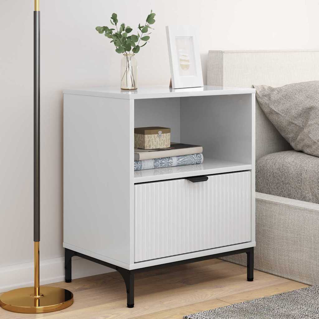 Nattbordskap 2 pcs Høyglans hvit 49 x 36 x 61 cm Konstruert tre