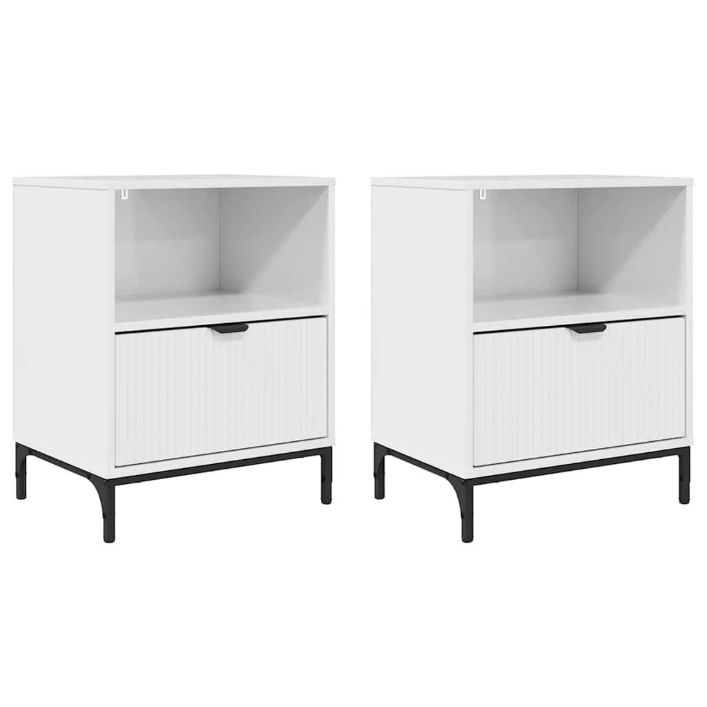Nattbordskap 2 pcs Høyglans hvit 49 x 36 x 61 cm Konstruert tre