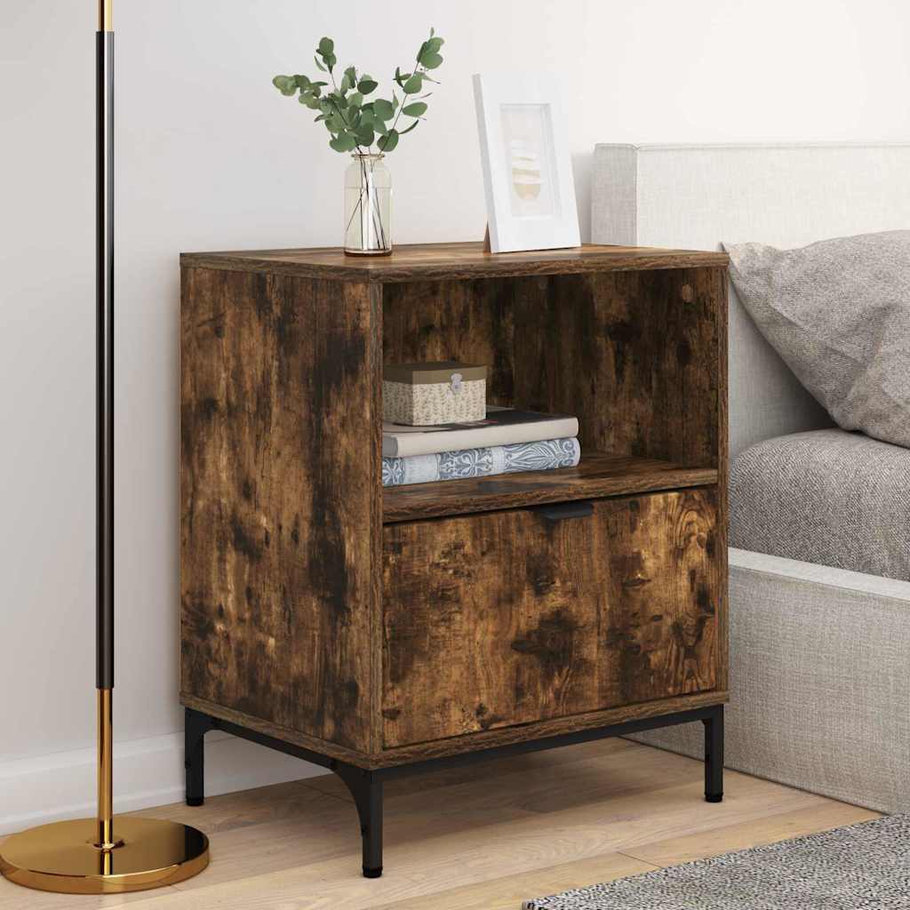 Nattbordskap 2 pcs Røkt eik 49 x 36 x 61 cm Konstruert tre