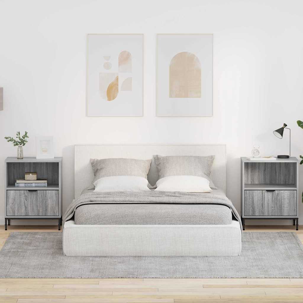 Nattbordskap 2 pcs Grå sonoma 49 x 36 x 61 cm Konstruert tre