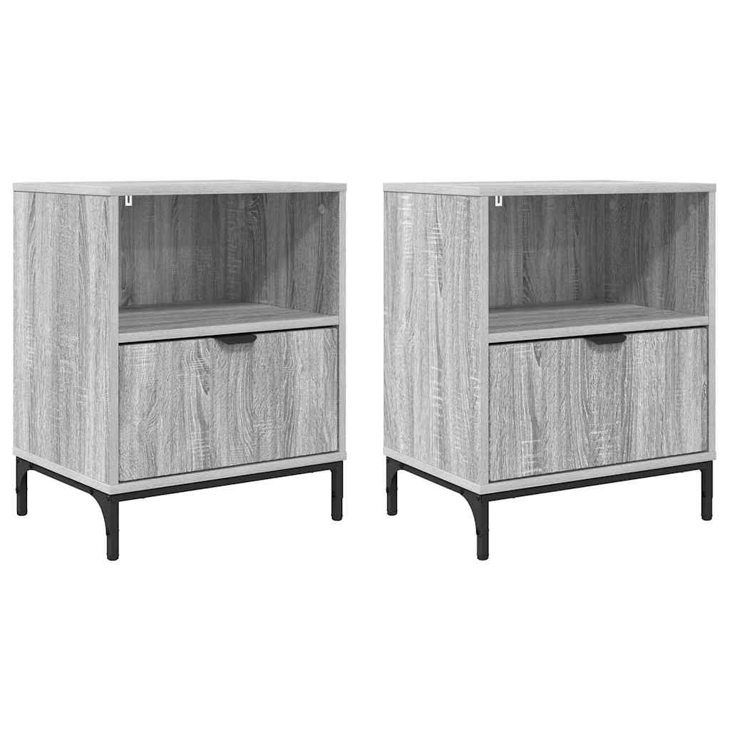 Nattbordskap 2 pcs Grå sonoma 49 x 36 x 61 cm Konstruert tre