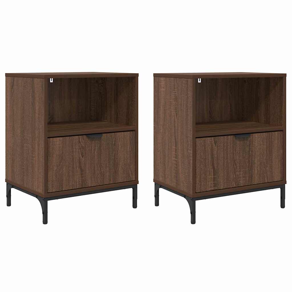Nattbordskap 2 pcs brun eik 49 x 36 x 61 cm Konstruert tre