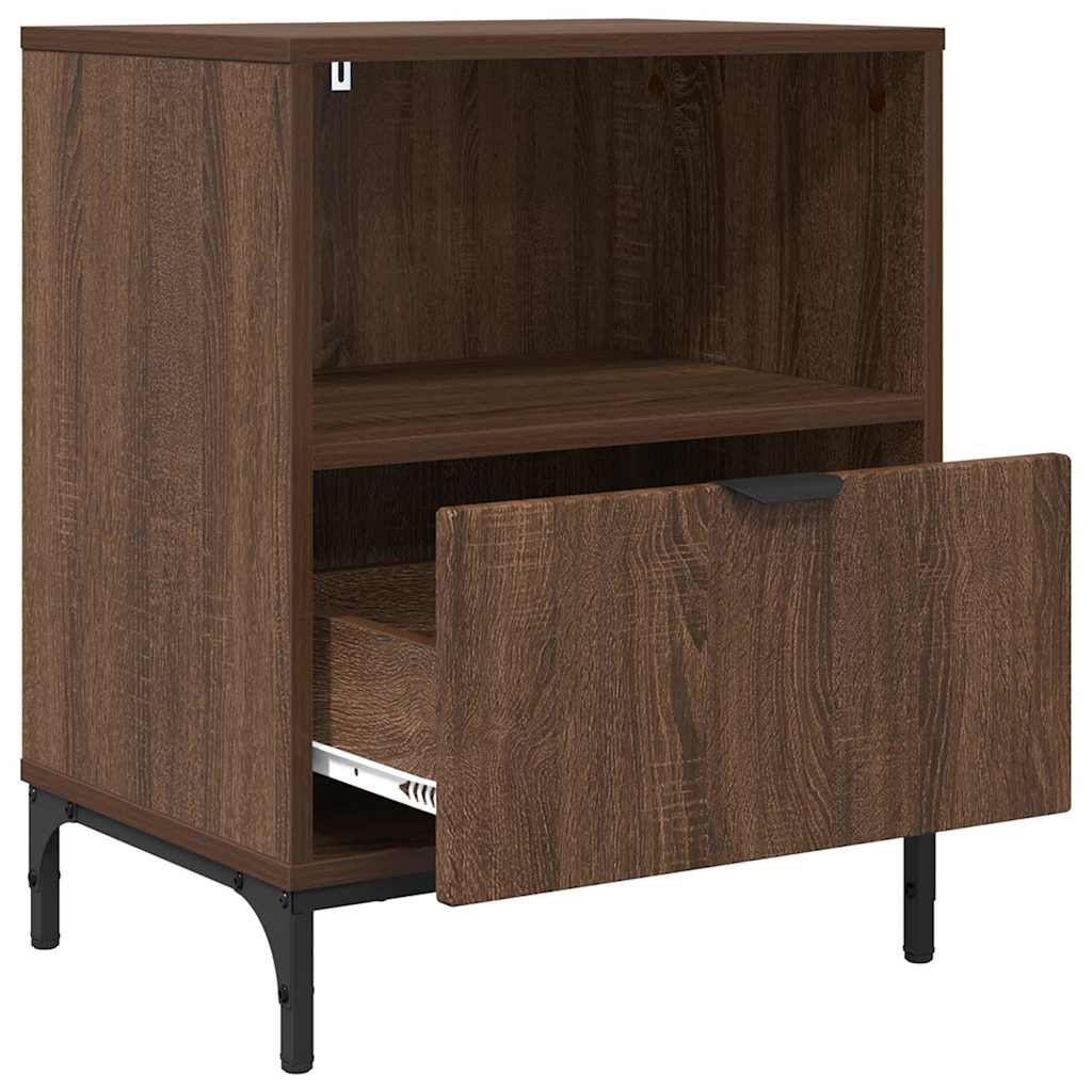 Nattbordskap 2 pcs brun eik 49 x 36 x 61 cm Konstruert tre