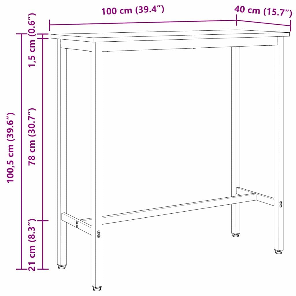 bord Gammelt tre 100 x 40 x 100,5 cm Konstruksjonsvirke og stål