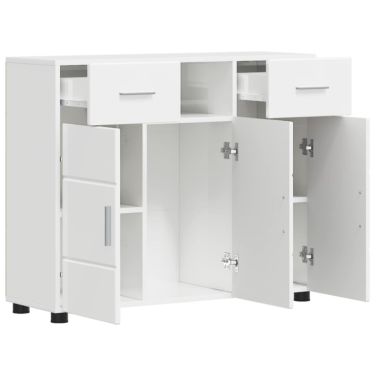 Tre skap Høyglanset hvit 88,5 x 30,5 x 73 cm Konstruert tre