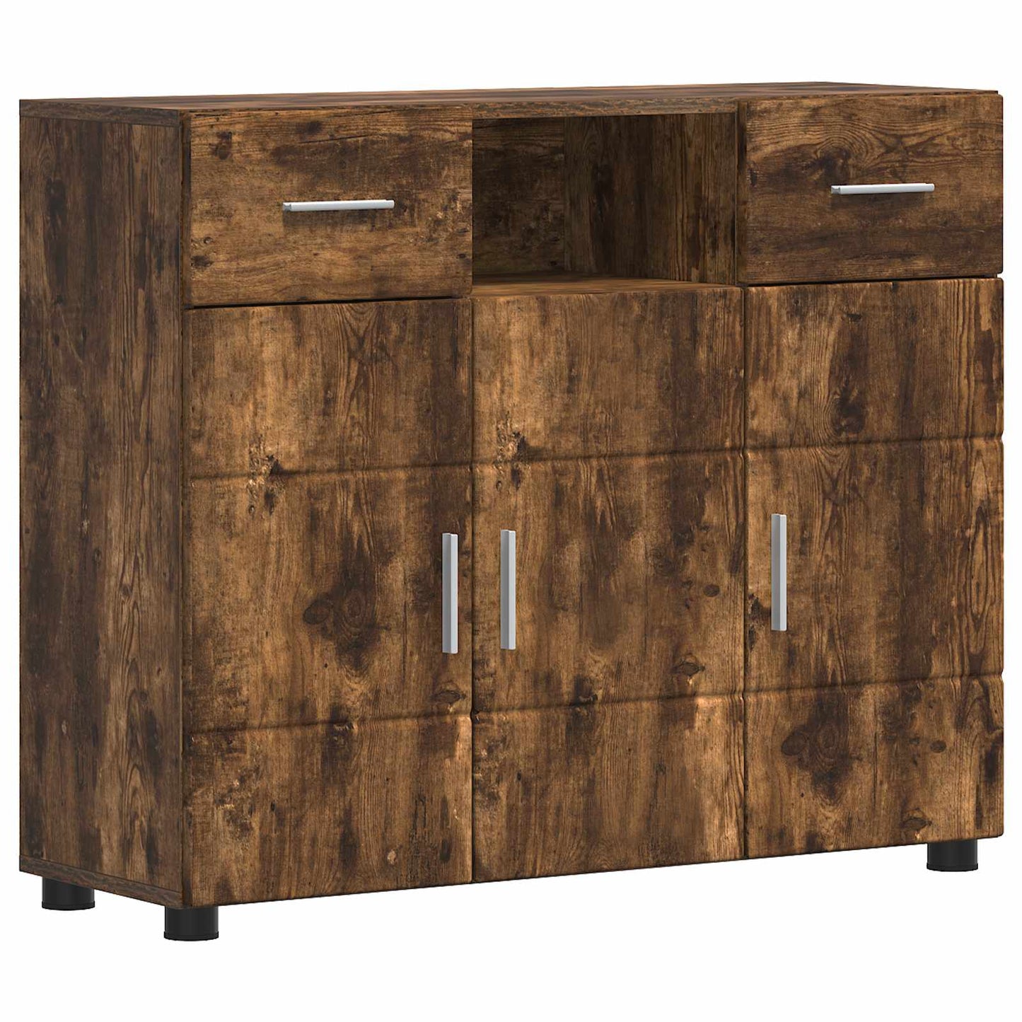 Tre skap med skuff Røkt eik 88,5 x 30,5 x 73 cm Konstruert tre
