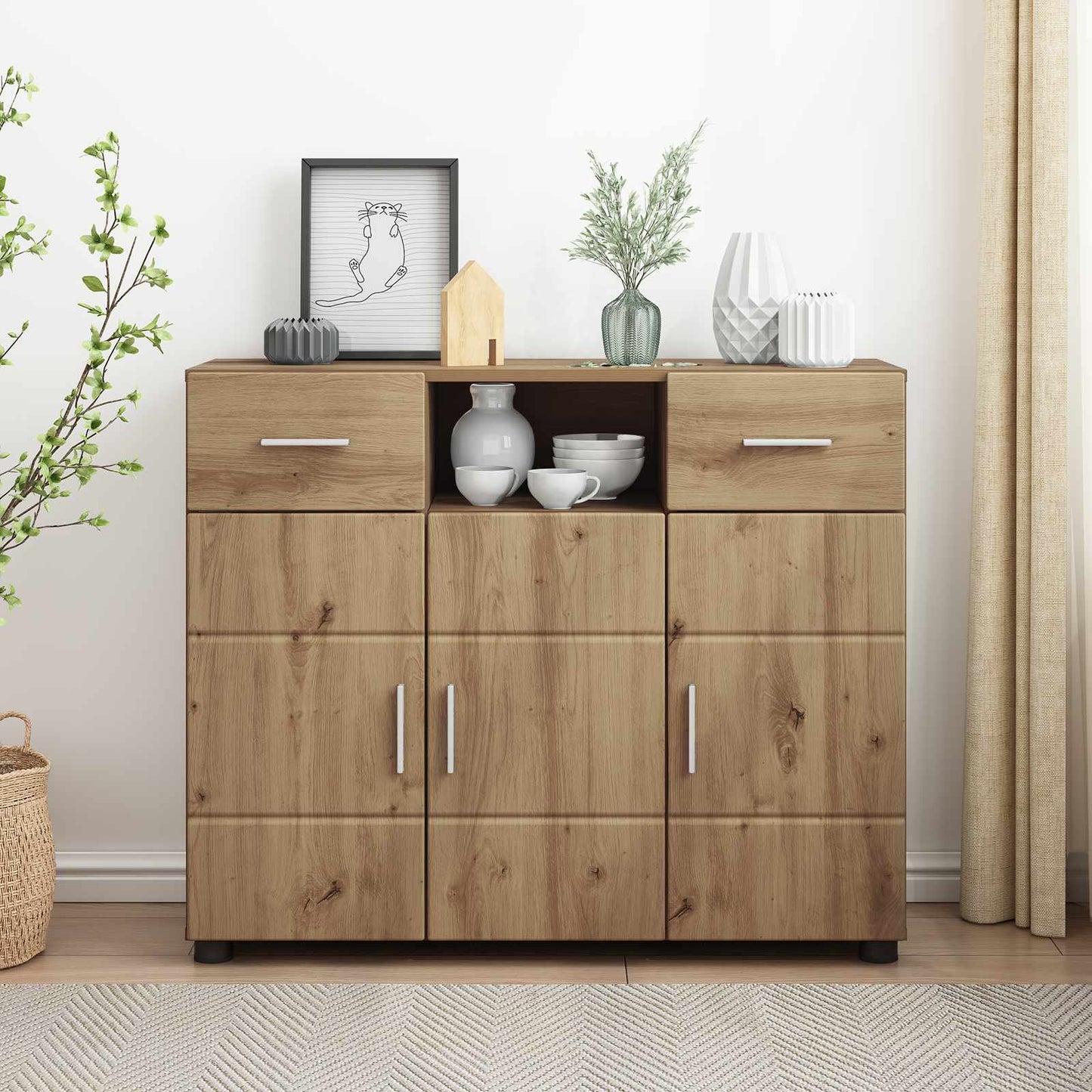 Tre skap Artisan Eik Konstruert tre