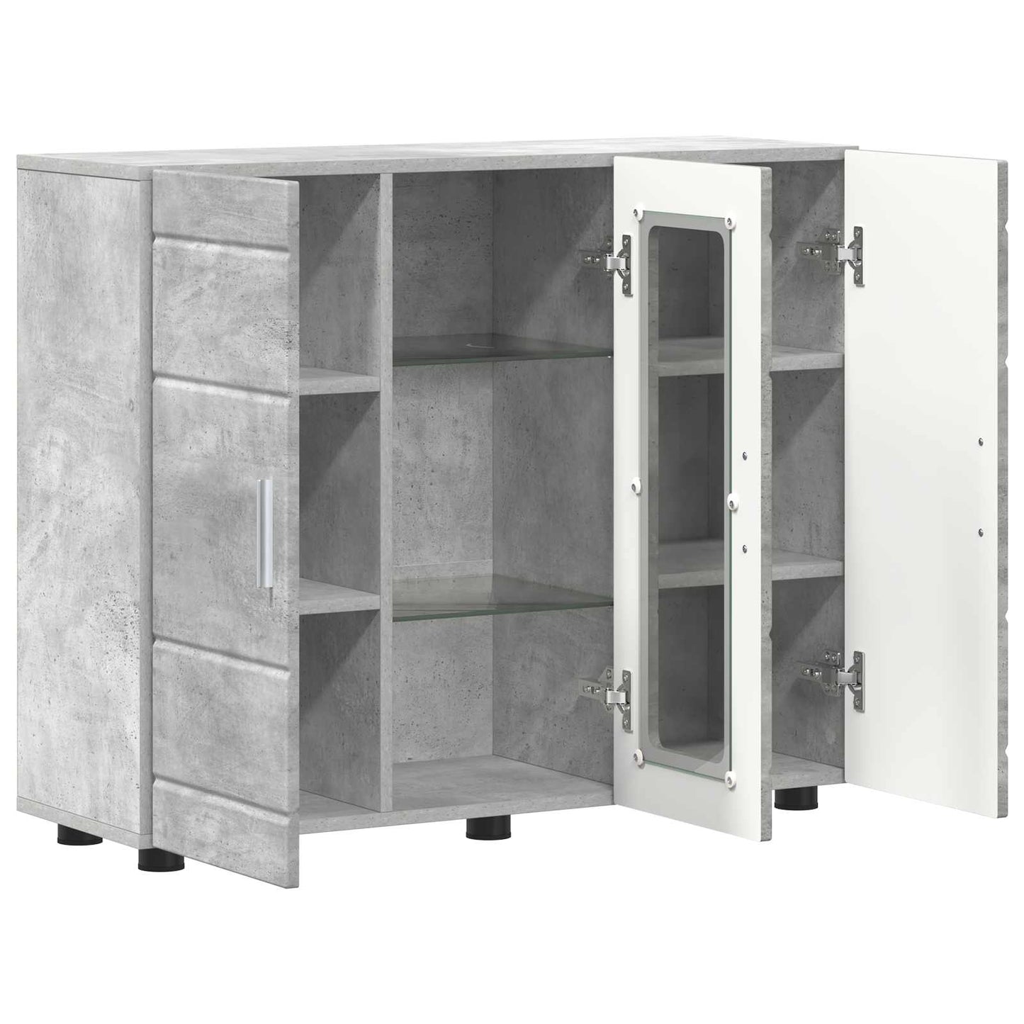 Tre skap Betonggrå 88,5 x 30,5 x 73 cm Konstruert tre