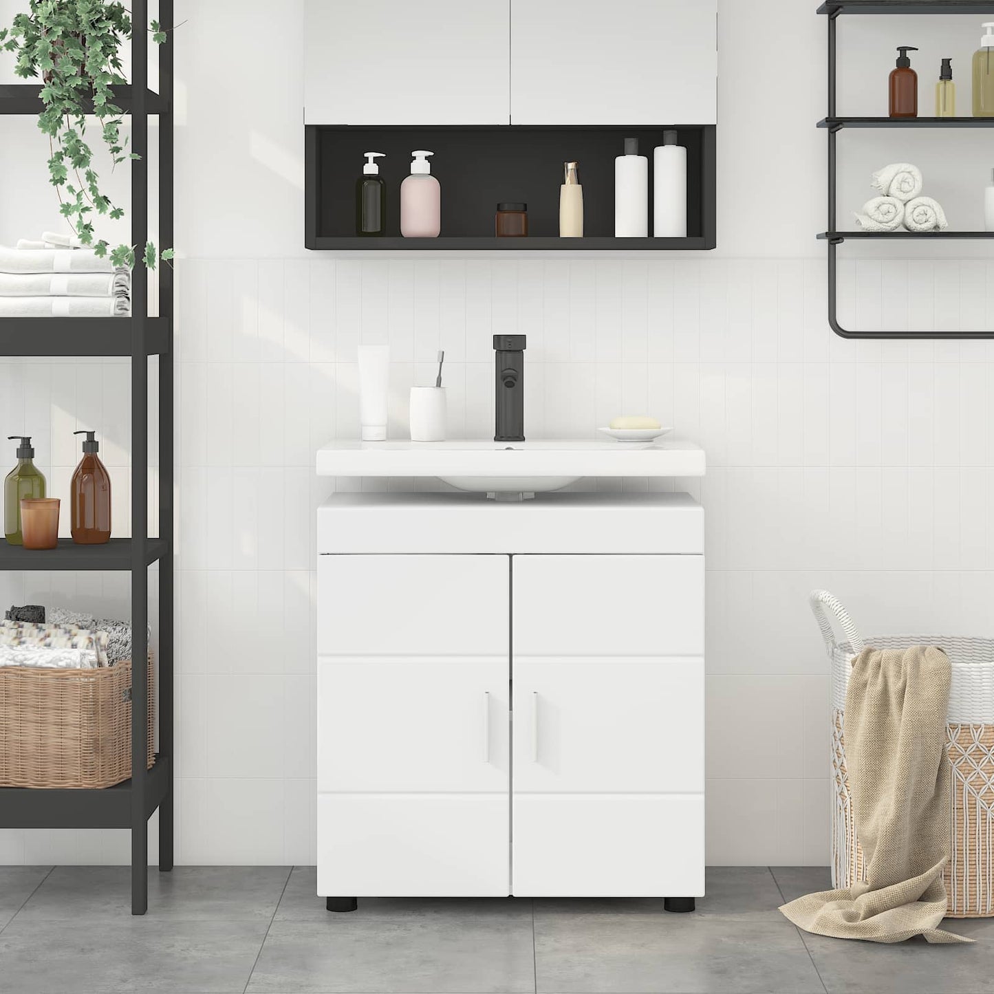 Baderomsskapsett TULUM Hvit 60 x 34 x 63 cm Konstruert tre