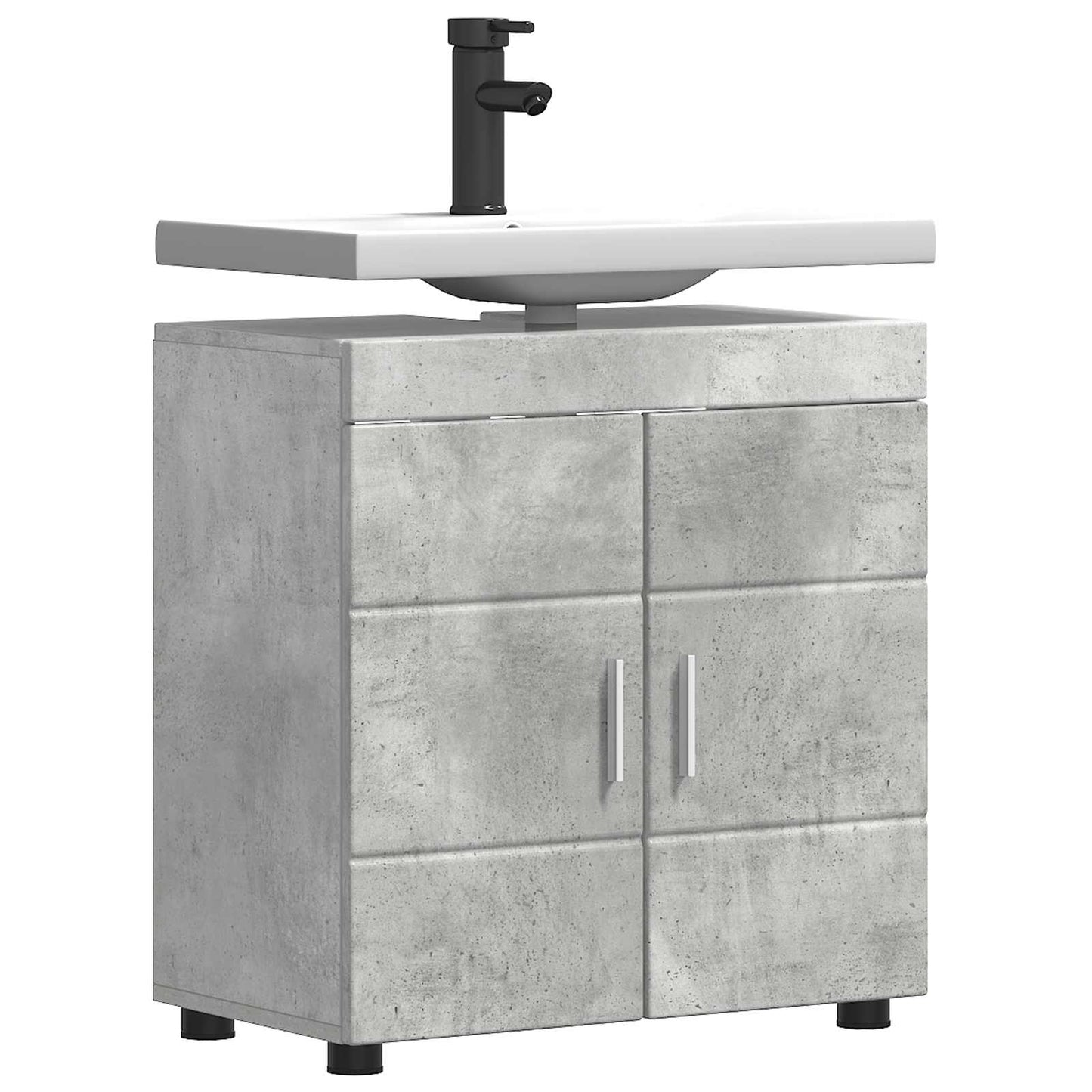 Baderomsskapsett TULUM Betonggrå 60 x 34 x 63 cm Konstruert tre