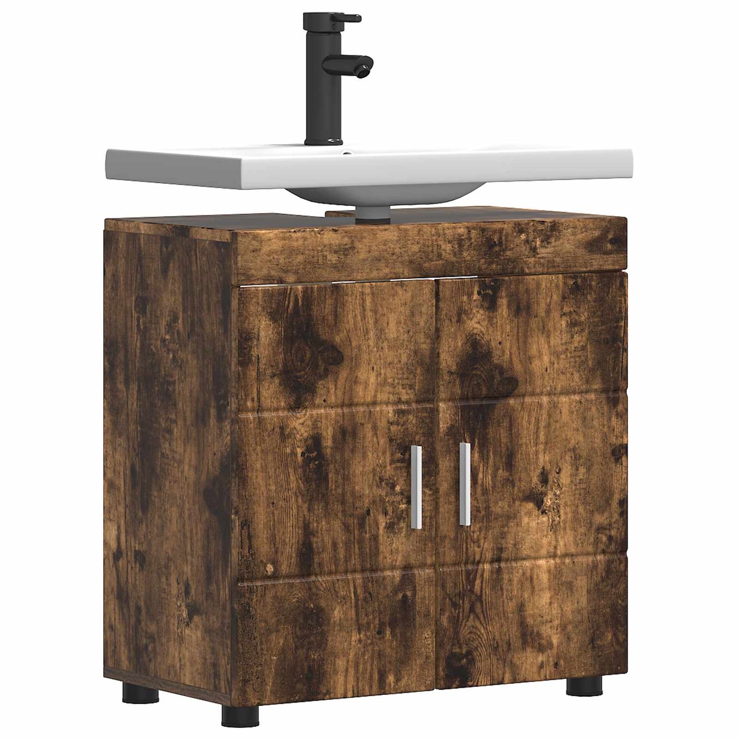 Baderomsskapsett TULUM Røkt eik 60 x 34 x 63 cm Konstruert tre