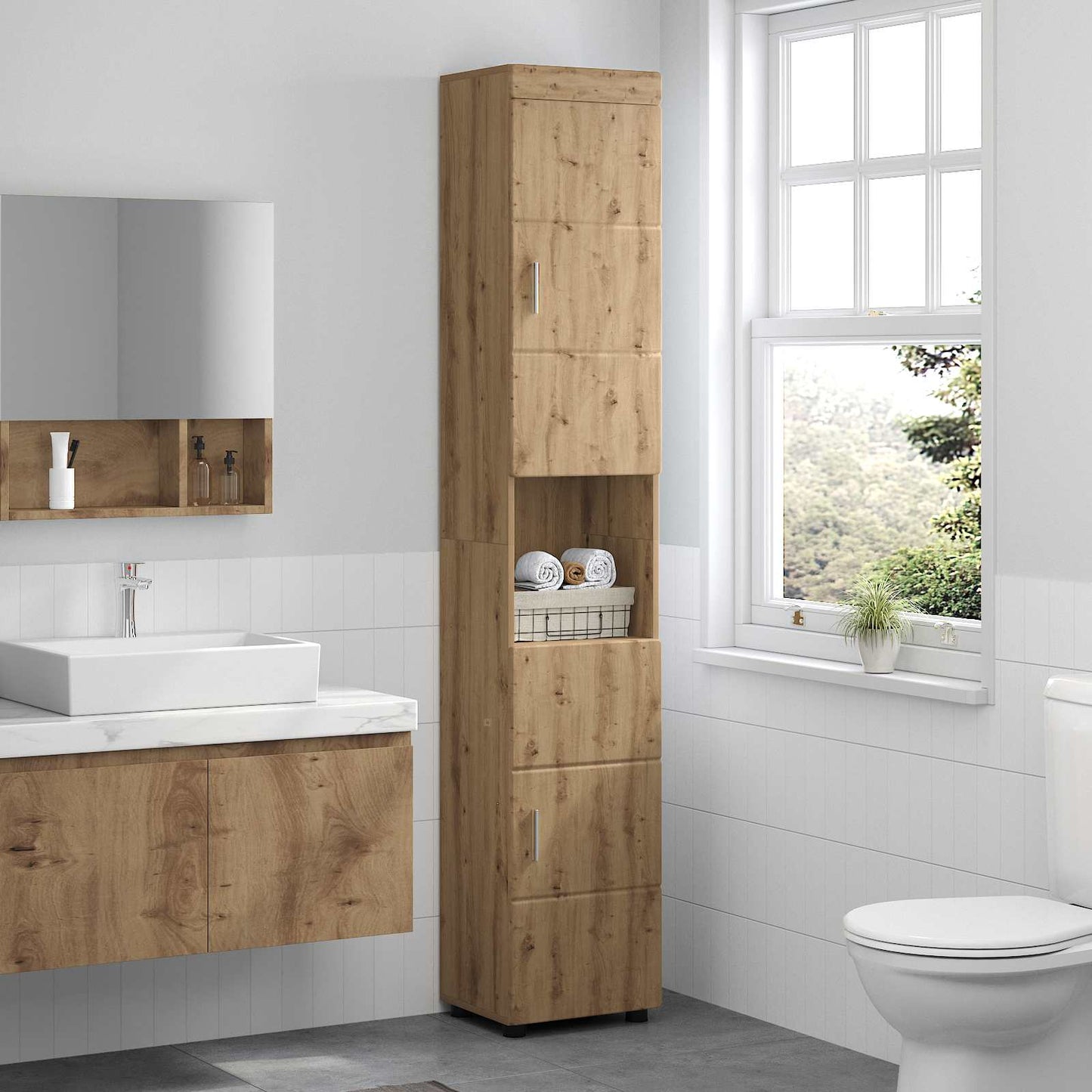 Baderomsskapsett TULUM Artisan Eik 37 x 31,5 x 203 cm