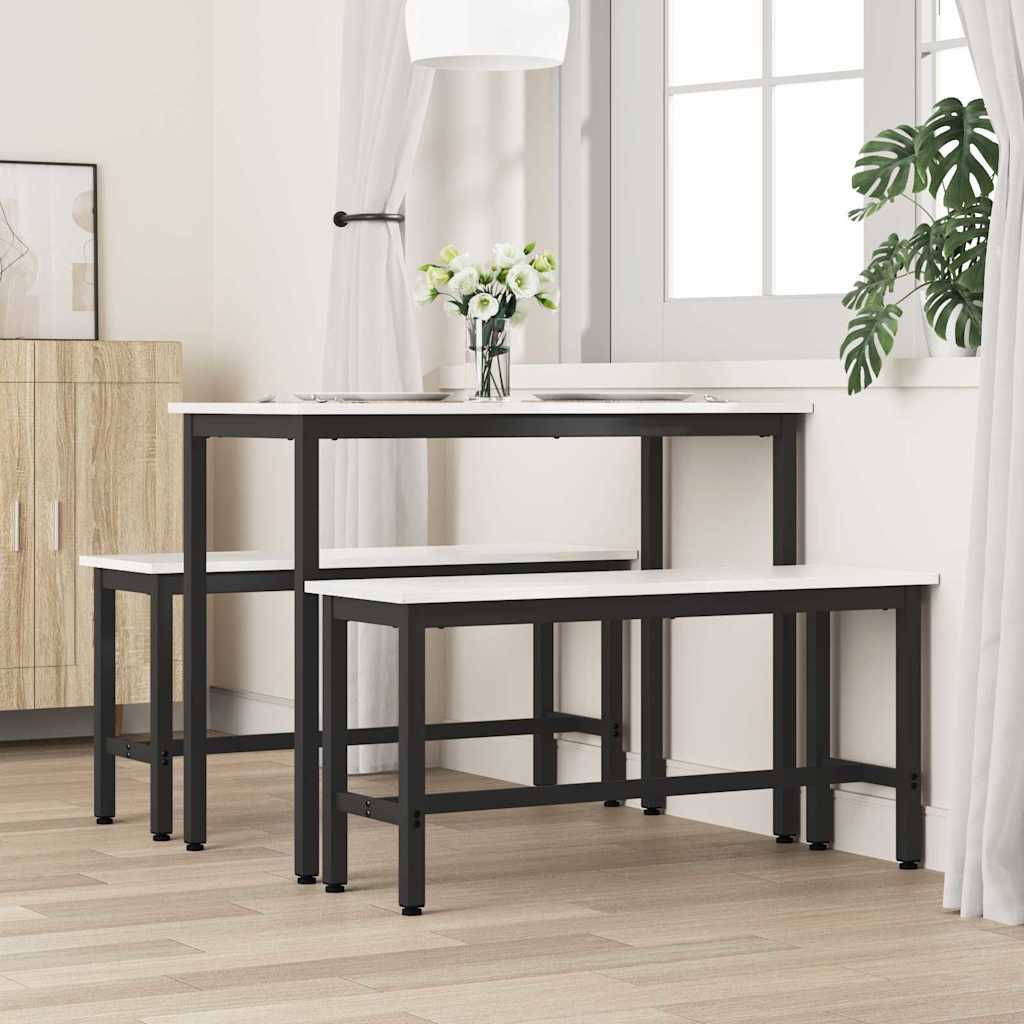 Spisebenk 2 pcs Hvit 100 x 32,5 x 49 cm Massivt furutre