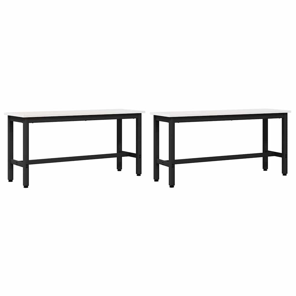 Spisebenk 2 pcs Hvit 100 x 32,5 x 49 cm Massivt furutre