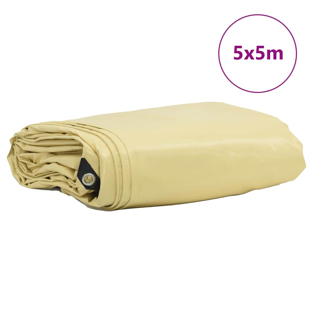 Presenning 650g / m² Beige 5 x 5 m Lerret med PVC-belegg
