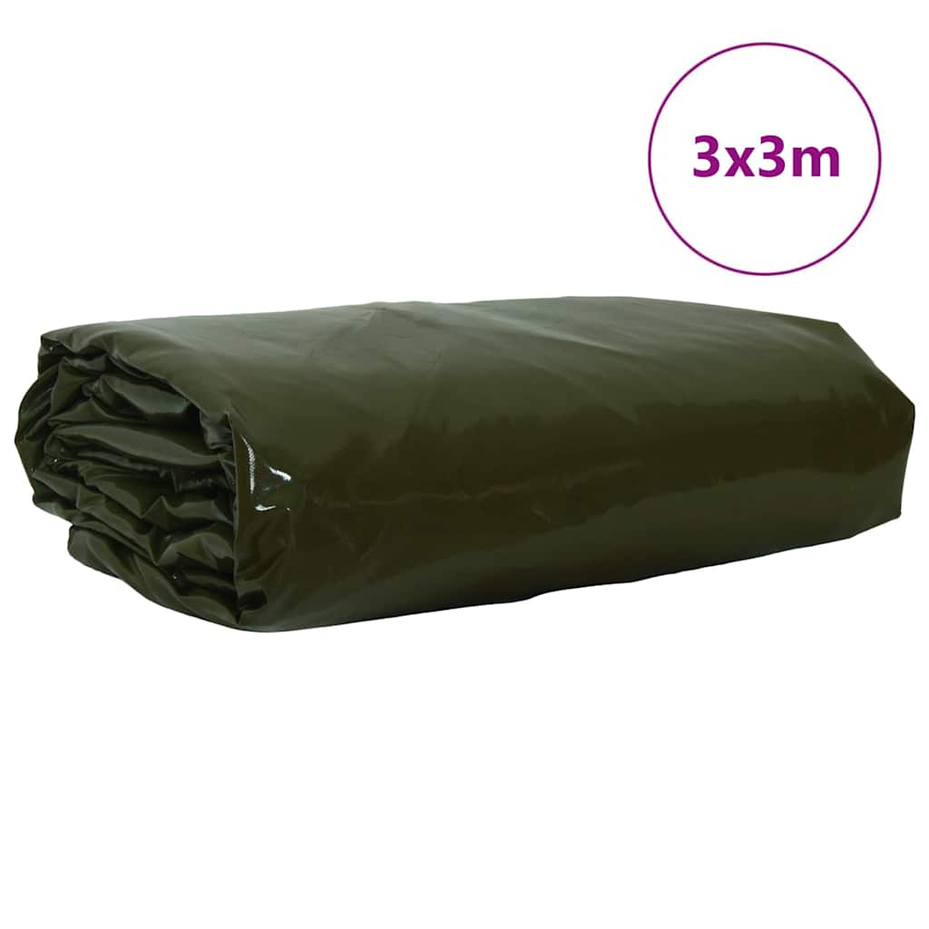 Presenning 650g / m² Olivengrønn 3 x 3 m Lerret med PVC-belegg