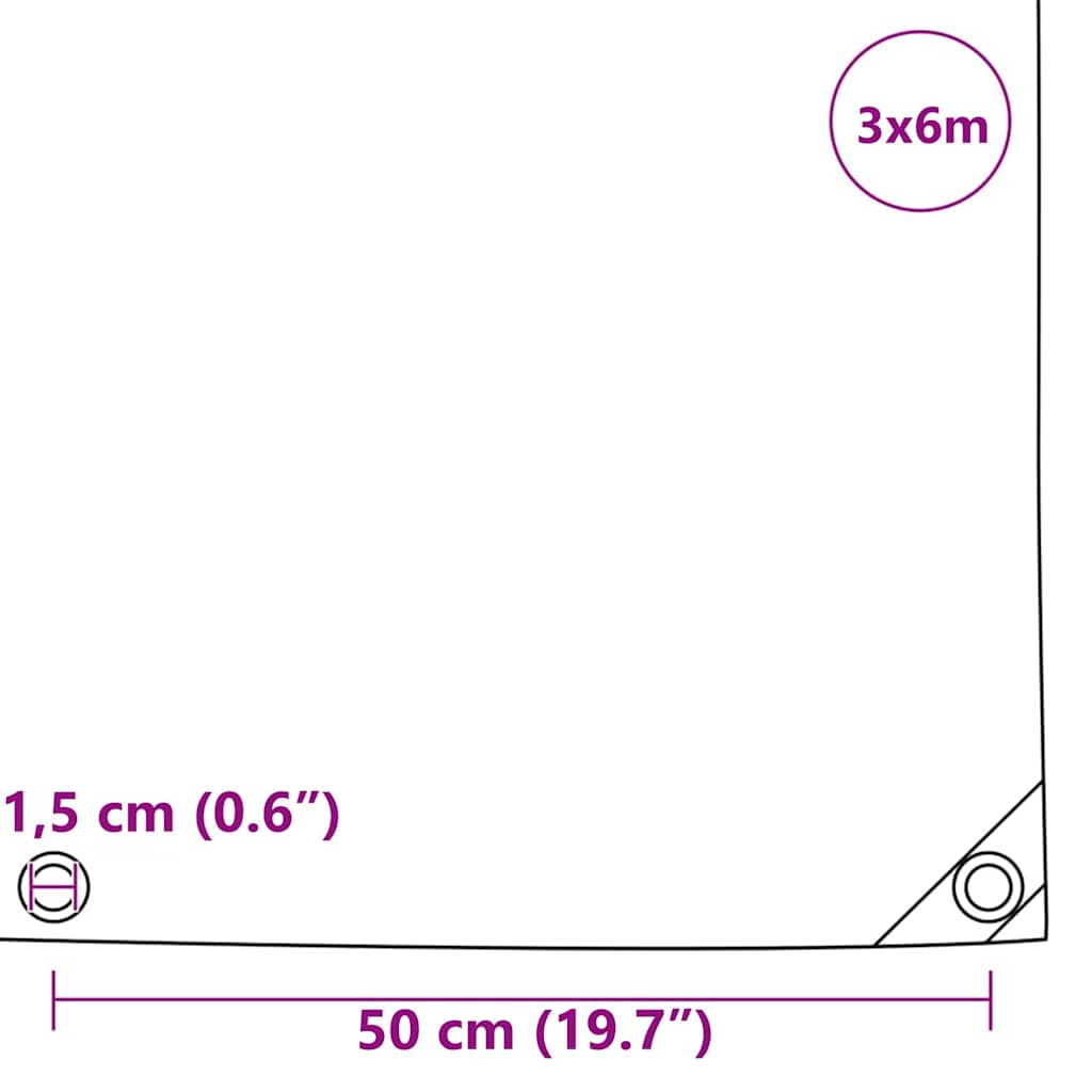 Presenning 650g / m² Olivengrønn 3 x 6 m Lerret med PVC-belegg