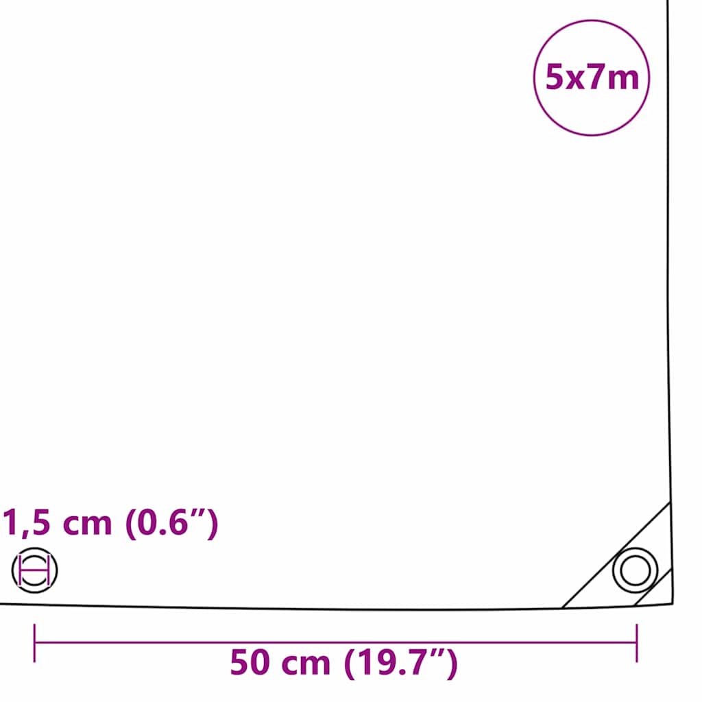 Presenning 650g / m² Olivengrønn 5 x 7 m Lerret med PVC-belegg