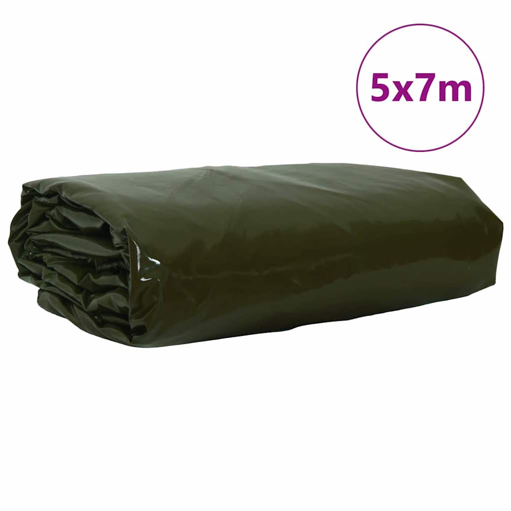 Presenning 650g / m² Olivengrønn 5 x 7 m Lerret med PVC-belegg