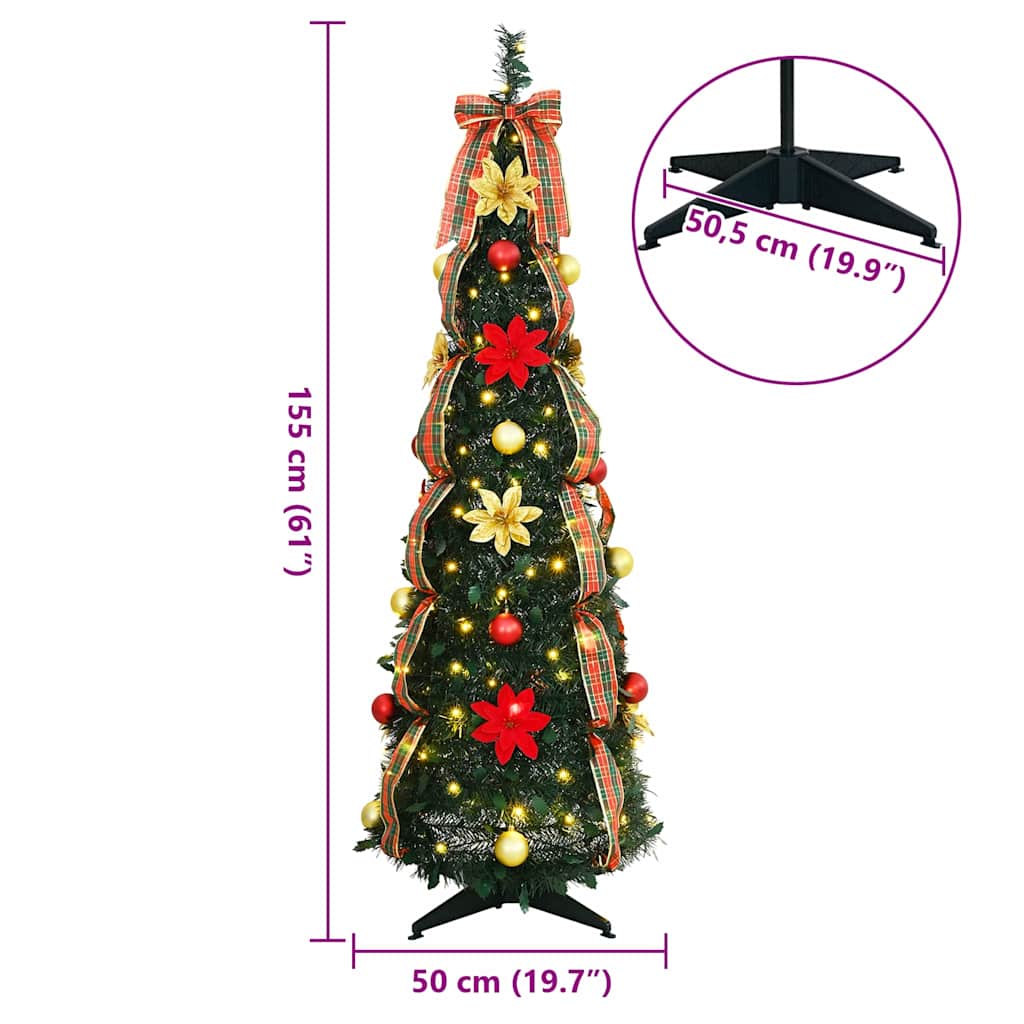 Kunstig juletre med 100 LED med stativ grønn 155 cm PVC