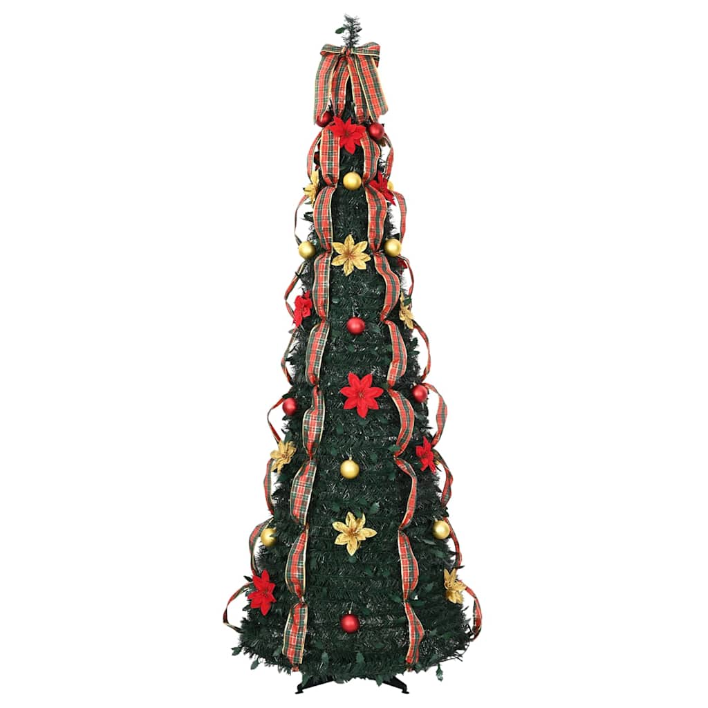 Kunstig juletre med 150 LED med stativ grønn 185 cm PVC