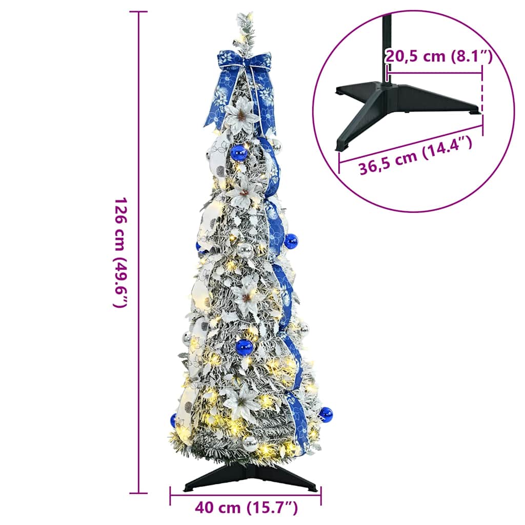 Kunstig juletre med 50 LED med stativ Hvit 120 cm PVC