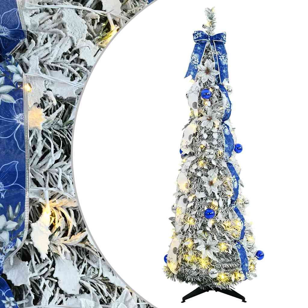 Kunstig juletre med 100 LED med stativ Hvit 150 cm PVC