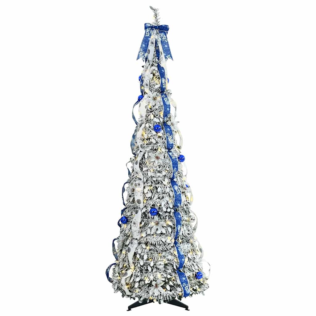 Kunstig juletre med 150 LED med stativ Hvit 180 cm PVC