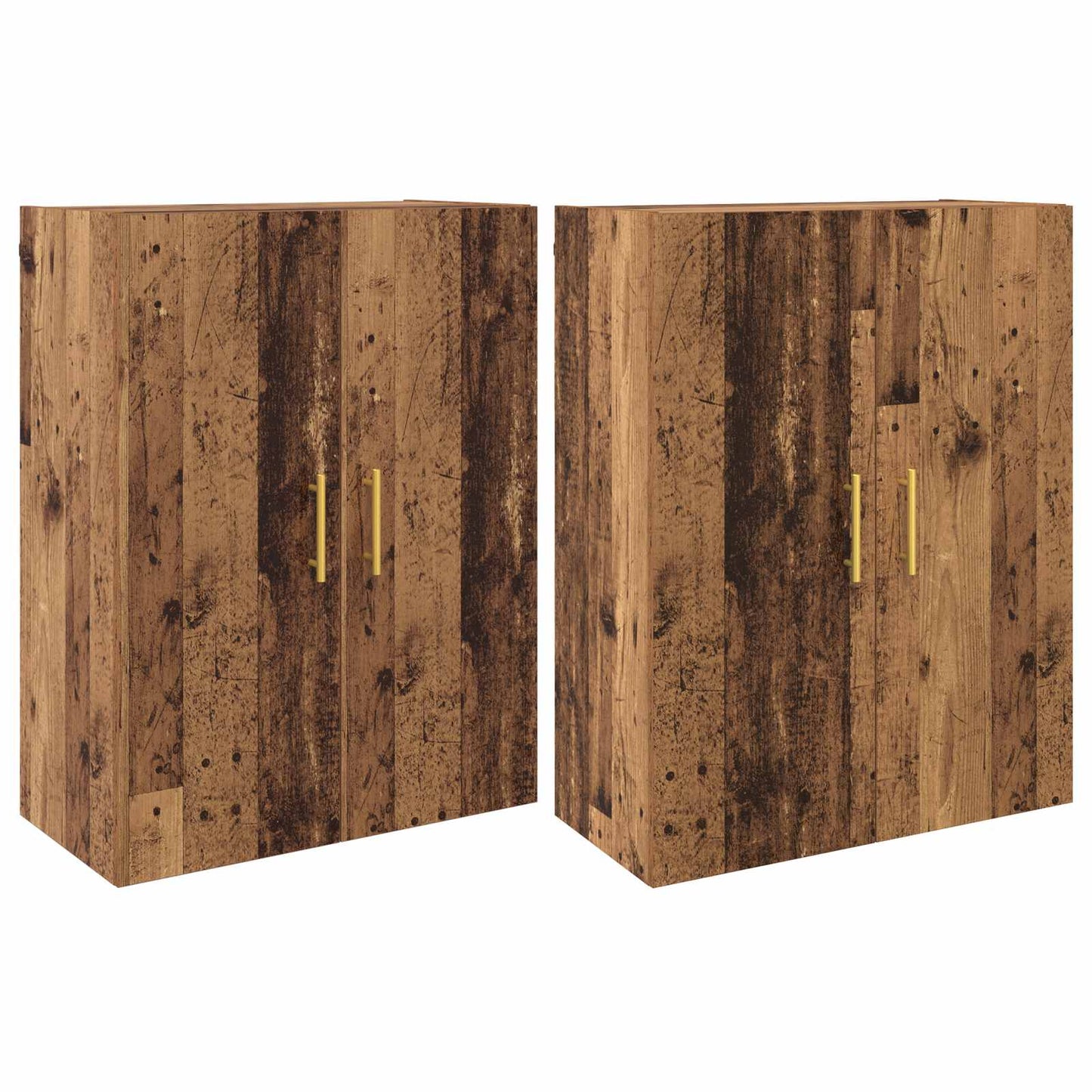 Vegghengt skap Veggmontert 2 pcs Gammelt tre 69,5 x 34 x 90 cm