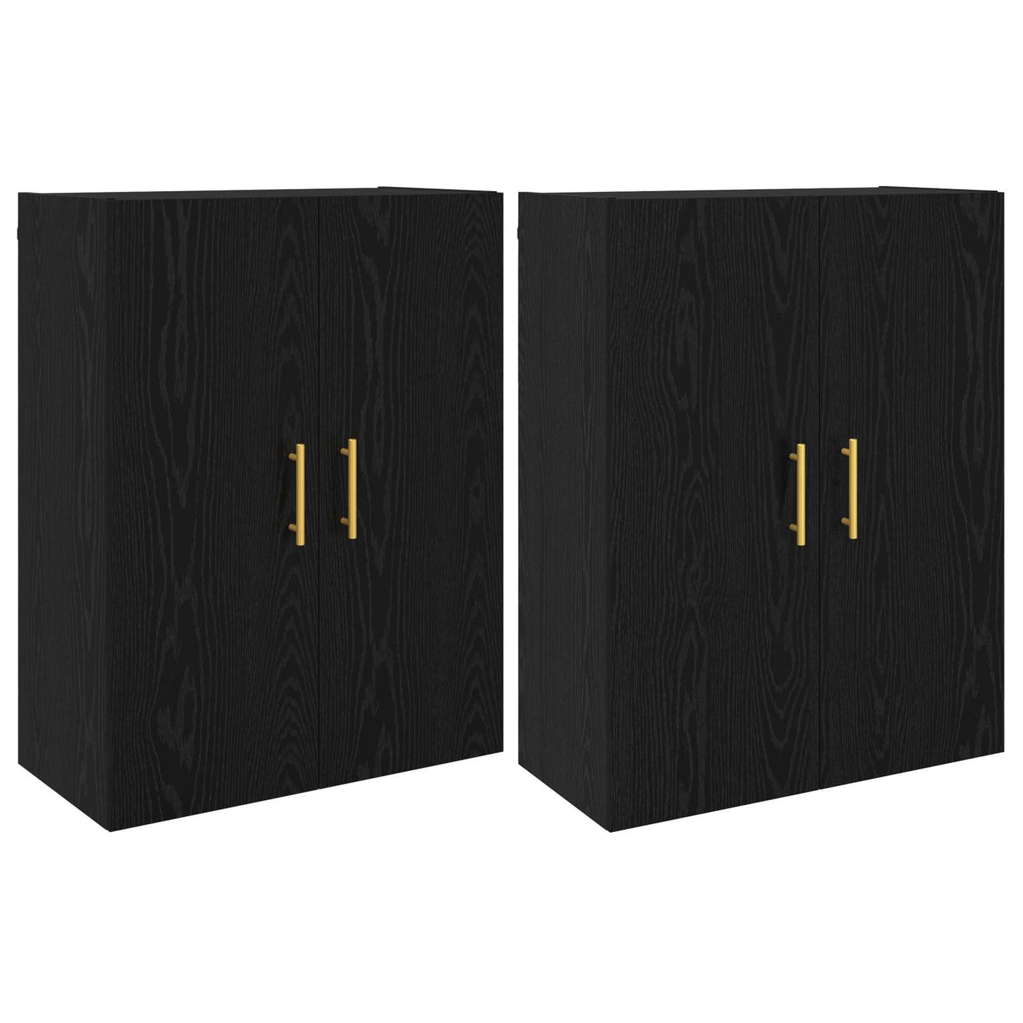 Vegghengt skap 2 pcs Svart Eik 69,5 x 34 x 90 cm Konstruert tre