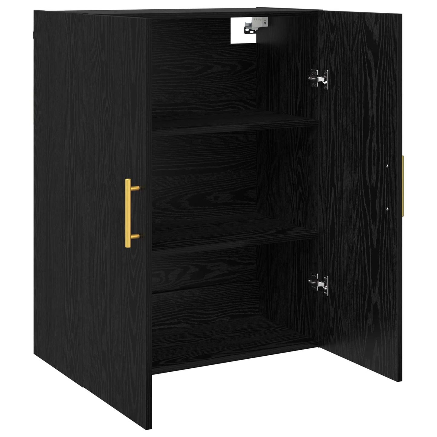 Vegghengt skap 2 pcs Svart Eik 69,5 x 34 x 90 cm Konstruert tre