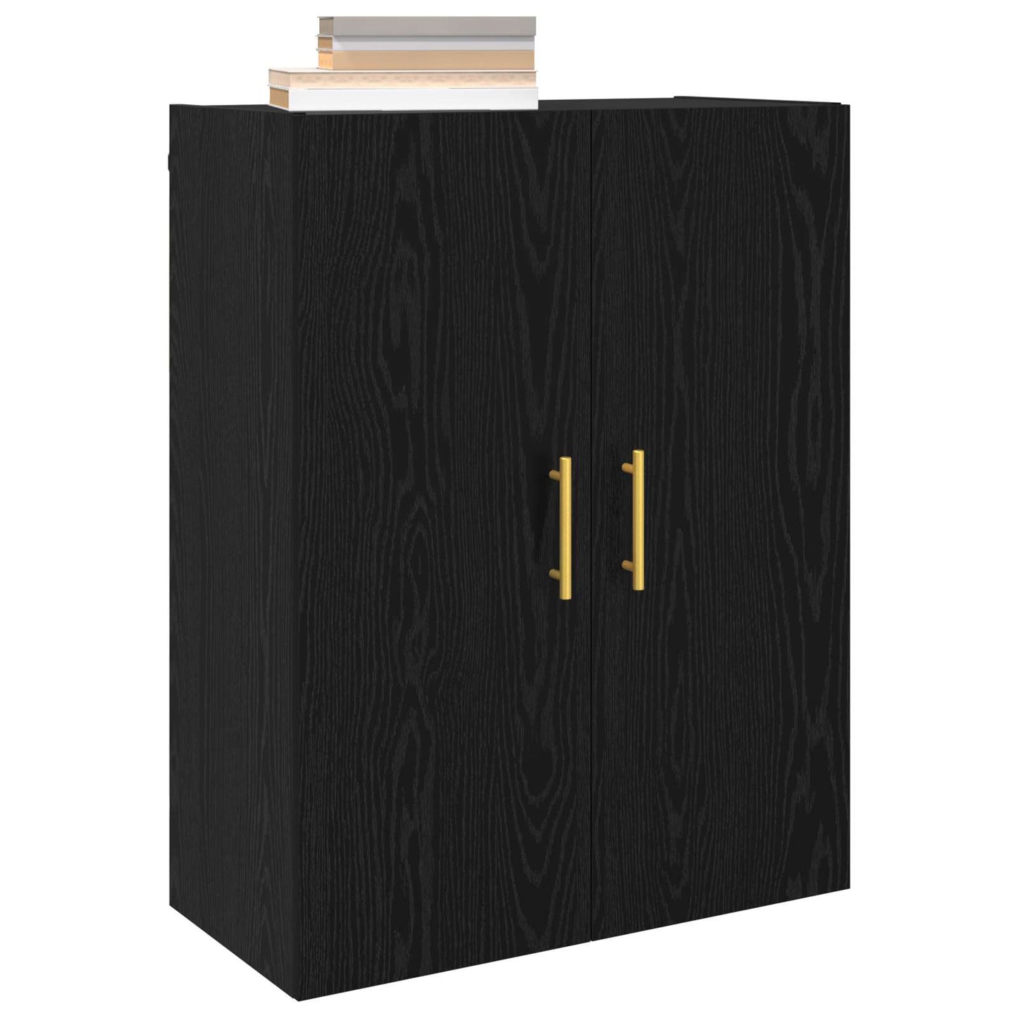 Vegghengt skap 2 pcs Svart Eik 69,5 x 34 x 90 cm Konstruert tre