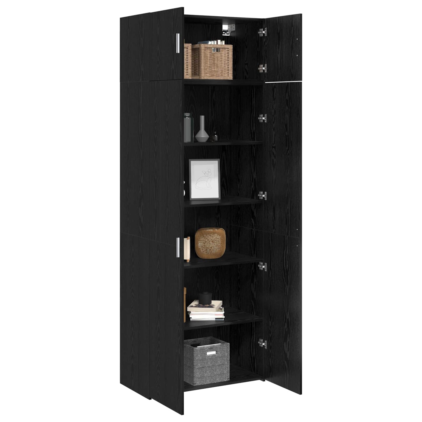 Oppbevaringsskap 3 pcs Svart Eik