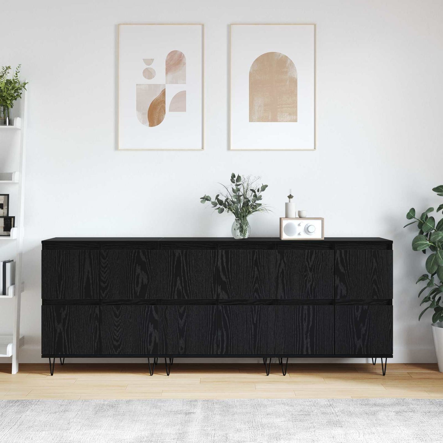 Skap 3 pcs Svart Eik